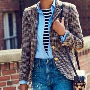 J Crew Rhodes Houndstooth Wool Blazer w elbowpatches